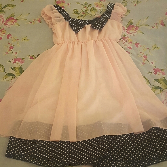 Pink with Black Bow Mini Dress - Picture 2 of 4